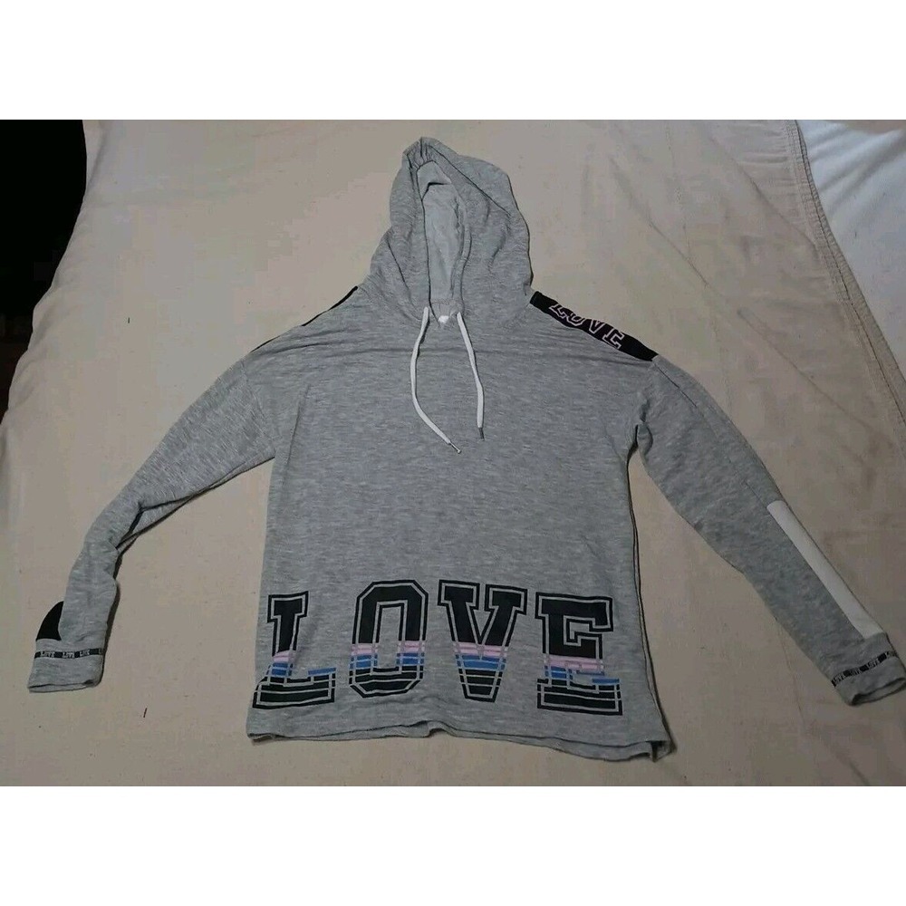 Womens NoBo no‎ boundaries light weight Grey hoodie love Medium Long Sleeve
